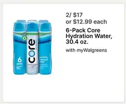 Walgreens 6-Pack Core Hydration Water, 30.4 oz offer