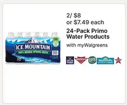 Walgreens 24-Pack Primo Water Products offer