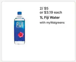 Walgreens 1L Fiji Water offer