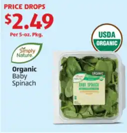 Aldi Organic Baby Spinach offer