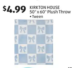 Aldi KIRKTON HOUSE 50 x 60 Plush Throw offer