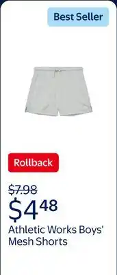 Walmart Athletic Works Boys Mesh Shorts offer
