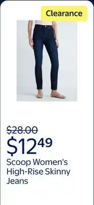 Walmart Scoop Women's High-Rise Skinny Jeans, 29'' Inseam, Sizes 0-18 offer