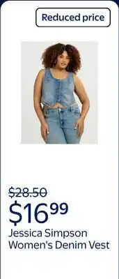 Walmart Jessica Simpson Women's Plus Denim Vest, Sizes 0X-4X offer