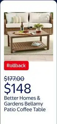 Walmart Better Homes & Gardens Bellamy Outdoor 1pc Patio Coffee Table, Tan Wicker offer