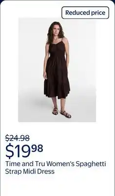 Walmart Time and Tru Women's Spaghetti Strap Midi Dress, Sizes XS-XXXL offer