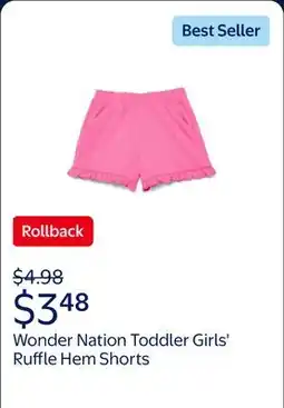 Walmart Wonder Nation Toddler Girls Ruffle Hem Shorts offer