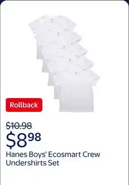 Walmart Hanes Boy' Ecosmart White Crew Undershirt Value Pack offer