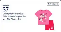 Walmart Minnie Mouse Toddler Girls Graphic Tee and Bike Shorts Set offer