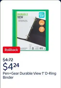 Walmart Pen+Gear Durable View 1-inch D-Ring Binder, Green offer