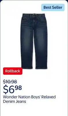 Walmart Wonder Nation Boys Relaxed Denim Jeans offer