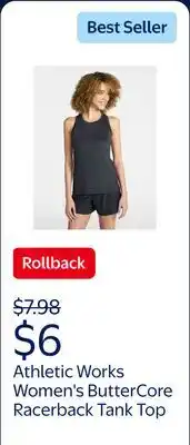 Walmart Athletic Works Women's ButterCore Racerback Tank Top, Sizes XS-4X offer