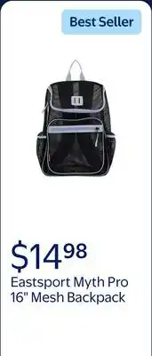 Walmart Eastsport Unisex Myth Pro Top Loader 16 Mesh Backpack, Black offer