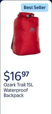 Walmart Ozark Trail 15L Waterproof Backpack, Red Mark, Unisex, Adult offer