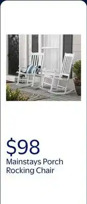 Walmart Mainstays Outdoor Wood Porch Rocking Chair, White offer