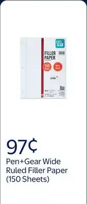 Walmart Pen+Gear 150 Sheets Wide Ruled Filler Paper offer