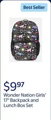 Walmart Wonder Nation Girls 17 Fossil Gardens Dinosaur Backpack & Lunch Set, Black offer