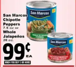 Superior Grocers San Marcos Chipotle Peppers 7.5 oz or Whole Jalapeños 26 oz offer