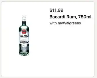 Walgreens Bacardi Rum, 750ml offer