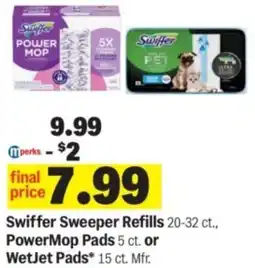 Meijer Swiffer sweeper refills, powermop pads or wetjet pads offer