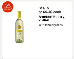 Walgreens Barefoot Bubbly, 750ml offer