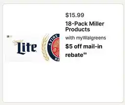 Walgreens 18-Pack Miller Products offer