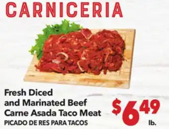 Vallarta Supermarkets Fresh Diced and Marinated Beef Carne Asada Taco Meat / PICHADO DE RES PARA TACOS offer