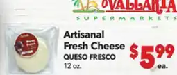 Vallarta Supermarkets Artisanal Fresh Cheese / OUESO FRESCO offer