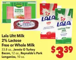 Vallarta Supermarkets Lala Uht Milk 2% Lactose Free or Whole Milk offer