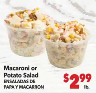 Vallarta Supermarkets Macaroni or Potato Salad / ENSALADAS DE PAPA Y MACARRON offer