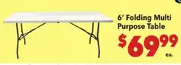 Vallarta Supermarkets 6' Folding Multi Purpose Table offer