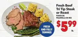 Vallarta Supermarkets Fresh Beef Tri Tip Steak or Roast / PUNTA DE PALOMILLA DE RES offer