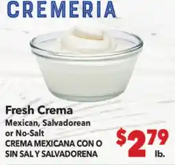 Vallarta Supermarkets Fresh Crema Mexican, Salvadorean or No-Salt / CREMA MEXICANA CON 0 SIN SAL Y SALVADORENA offer
