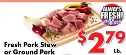 Valley Marketplace Fresh Pork Stew or Ground Pork offer