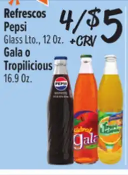 El Super Pepsi Glass Lto., 12 Oz. Gala o Tropilicious 16.9 Oz offer