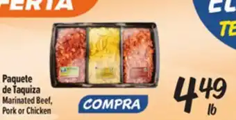 El Super Marinated Beef, Pork or Chicken offer