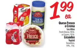 El Super Los Altos Fresh Cheese, 10 Oz. or Creams, 15 Oz. Yoplait Smoothies, 4 Pk., 7 Oz offer
