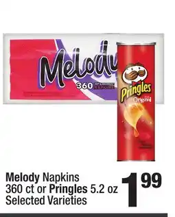 Super King Markets Melody Napkins 360 ct or Pringles 5.2 oz offer