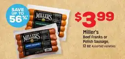 Grocery Outlet Miller's Beef Franks or Polish Sausage offer