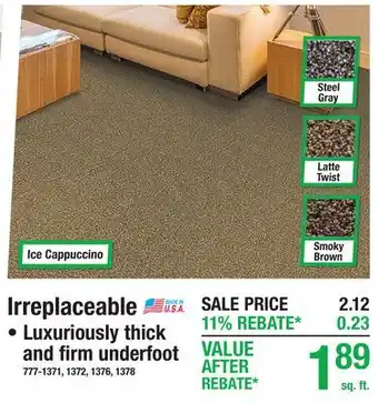 Menards Irreplaceable Carpet offer