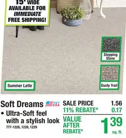 Menards Soft Dreams Carpet offer