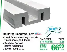 Menards Insulated Concrete Form offer