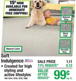 Menards Soft Indulgence CARPET offer
