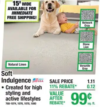 Menards Soft Indulgence CARPET offer