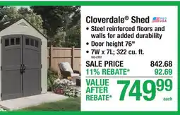 Menards Cloverdale Shed offer