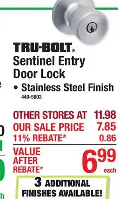 Menards TRU-BOLT Sentinel Entry Door Lock offer