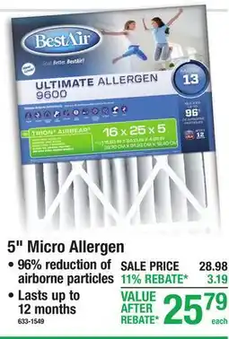 Menards BestAir AIR FILTERS 5 Micro Allergen offer