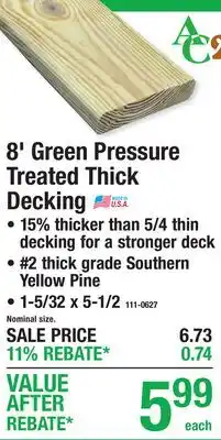 Menards 8' Green Pressure Treated Thick Decking offer
