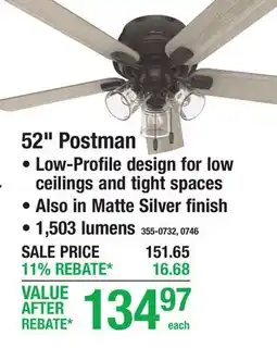 Menards 52 Postman Ceiling Fan offer