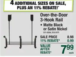Menards Over-the-Door 3-Hook Rail offer